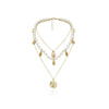 Goldtone Imitation Pearl Layered Shell Necklace - White