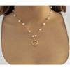 Goldtone Imitation Pearl Open Heart Necklace - White