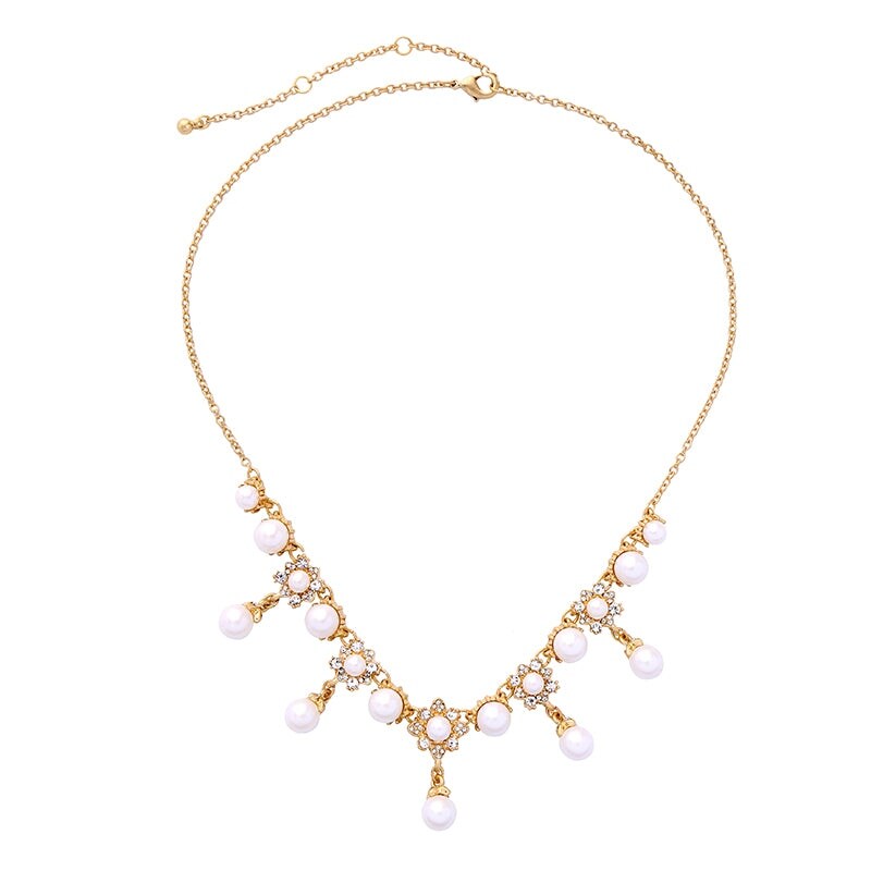 Goldtone Imitation Pearl Statement Necklace - White