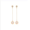 Goldtone Imitation Pearl Sun And Star Chain Drop Earrings