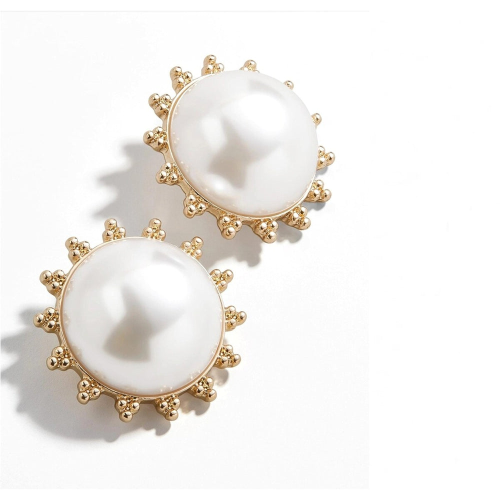 Goldtone Imitation Pearl Sun Stud Earrings