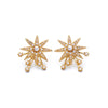 Goldtone Imitation Pearl Sunburst Stud Earrings