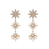 Goldtone Imitation Pearl Triple Starburst Drop Earrings