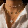 Goldtone Imitation Pearl & Delicate Discs Layered Necklace - White