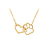 Goldtone Interlock Paw Print Heart Necklace - White