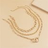 Goldtone Interlocking Circles Chain Link Layered Necklace - White