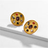 Goldtone Jewel tone Crystal Circular Stud Earrings