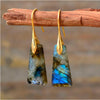 Goldtone Labradorite Geometric Drop Earrings