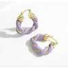 Goldtone Lavender Twisted Hoop Earrings