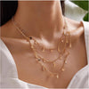 Goldtone Layered Celestial Nature Necklace - White