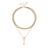 Goldtone Layered Chain & Heart Key Pendant Necklace - White