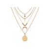 Goldtone Layered Crescent Moon Disc Pendant Necklace - White