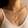 Goldtone Layered Necklace With Imitation Pearl - White