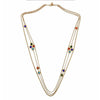 Goldtone Layered Necklace With Multi Colored Clusters - White