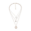 Goldtone Layered Necklace With Open Heart Key - White