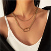 Goldtone Layered Necklace With Open Oval - White