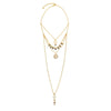 Goldtone Layered Necklace With Sunburst - White