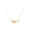 Goldtone Leaf Imitation Pearl Necklace - White