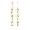 Goldtone Leaf Threader Drop Earrings