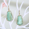 Goldtone Light Green Crystal Drop Earrings