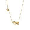 Goldtone Mama Baby Elephant Necklace With Swarovski Crystals