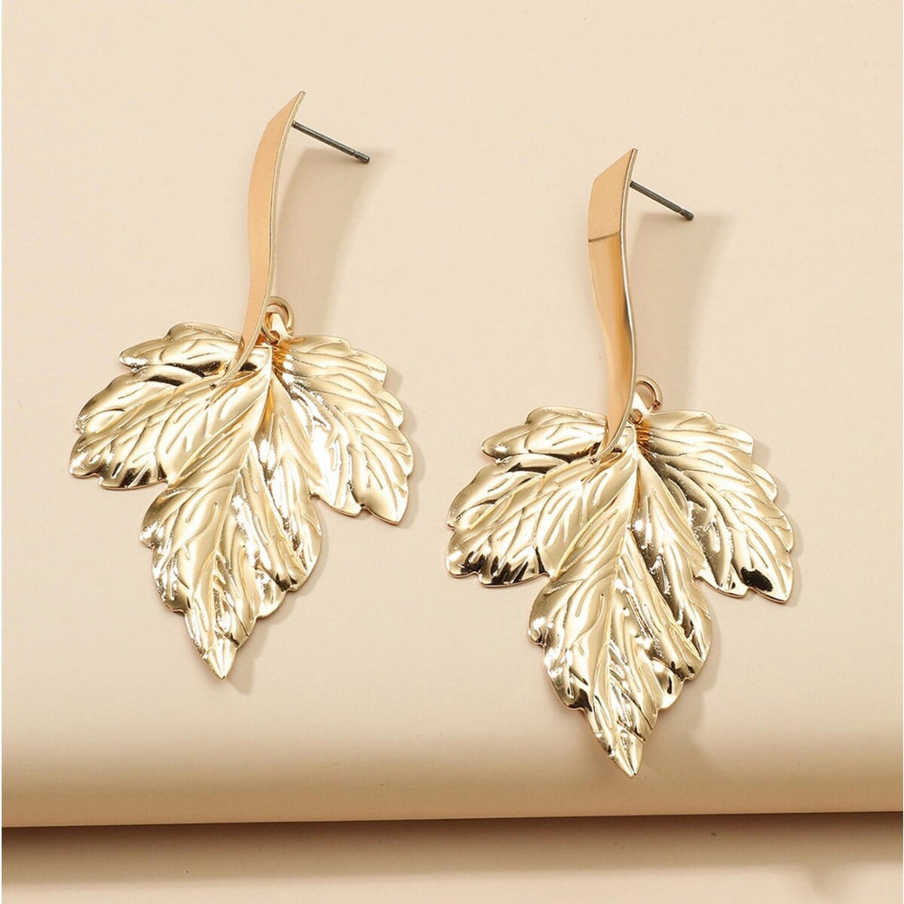 Goldtone Maple Leaf Drop Earrings