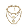 Goldtone Medallion Layered Necklace - White