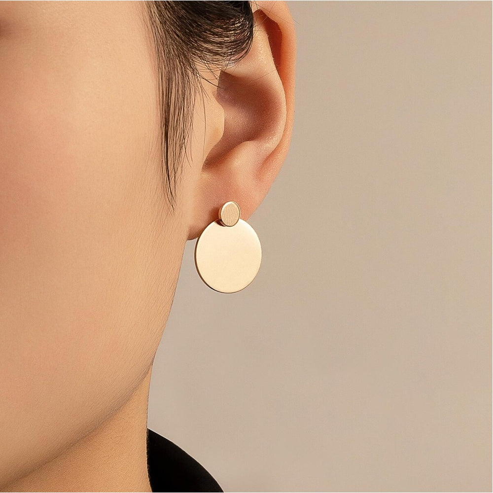 Goldtone Minimalist Circular Stud Earrings