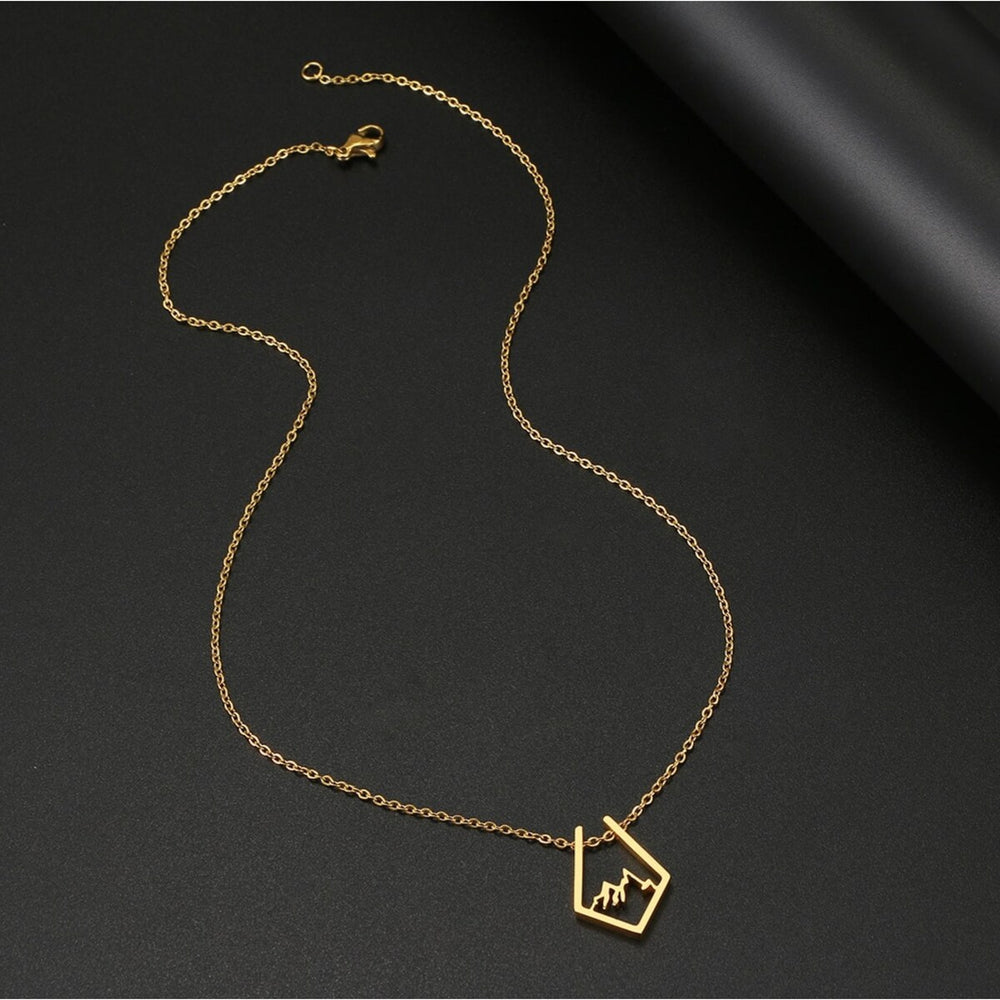 Goldtone Minimalist Mountain Range Pendant Necklace - White