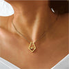 Goldtone Minimalist Mountain Range Pendant Necklace - White