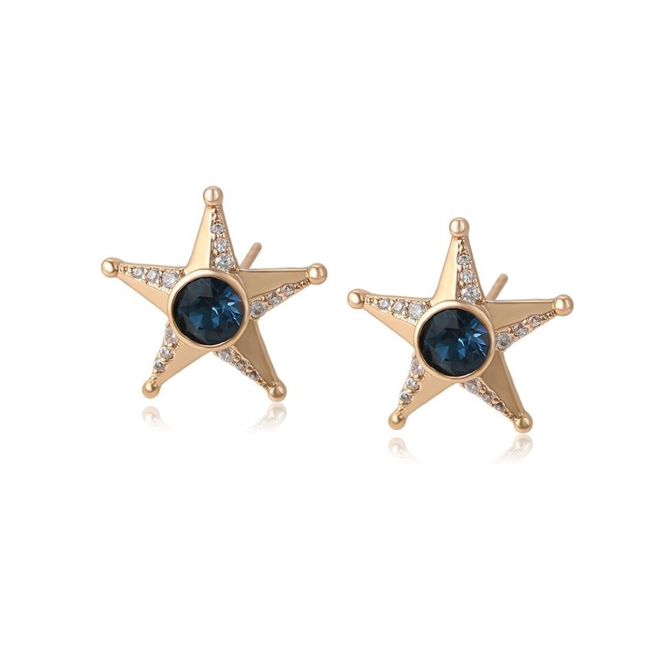 Goldtone Montana Swarovski Crystal Star Stud Earrings