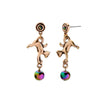 Goldtone Multi Colored Bead Cat Drop Earrings