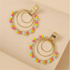 Goldtone Multi Colored Beaded Circular Earrings