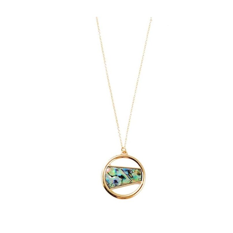 Goldtone Multi Colored Circular Pendant Necklace - White