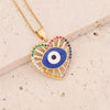 Goldtone Multi Colored Crystal All Seeing Eye Heart Pendant Necklace - White