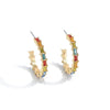 Goldtone Multi Colored Crystal Baguette Hoop Earrings