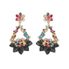 Goldtone Multi Colored Crystal Black Drop Earrings