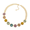 Goldtone Multi Colored Crystal Statement Necklace - White