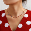 Goldtone Multi Colored Dainty Drop Necklace - White