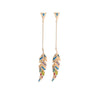 Goldtone Multi Colored Feather Chain Drop Earrings