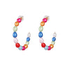 Goldtone Multi Colored Imitation Pearl Hoop Earrings