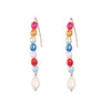 Goldtone Multi Colored Imitation Pearl Threader Earrings