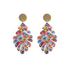 Goldtone Multi Colored Leaf Drop Earrings