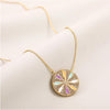 Goldtone Multi Colored Lightning Bolts Circular Pendant Necklace - White