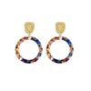 Goldtone Multi Colored Marbled Open Circle Earrings