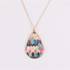 Goldtone Multi Colored Moroccan Patterned Teardrop Pendant Necklace - White