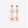 Goldtone Multi Colored Open Flower Drop Earrings