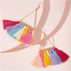 Goldtone Multi Colored Tasseled Triangular Drop Earrings