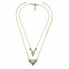 Goldtone Multi Colored Turquoise Aztec Layered Necklace - White