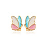 Goldtone Multi Coloured Butterfly Stud Earrings